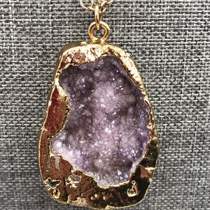 Amethyst Geode pendant, gold plated Pendant